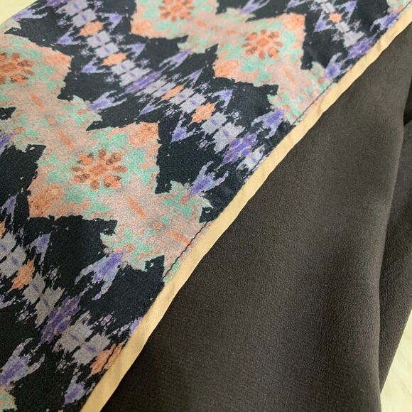 MORGAN CARPER Black/Multi Abstract Racer Back 100% Silk Knotted Cami Tank Sz M - Picture 12 of 16